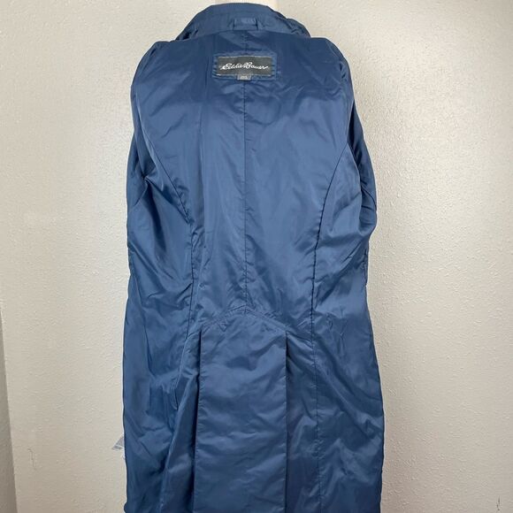 Eddie Bauer Navy Blue Trench Coat Size L EUC - Picture 7 of 9